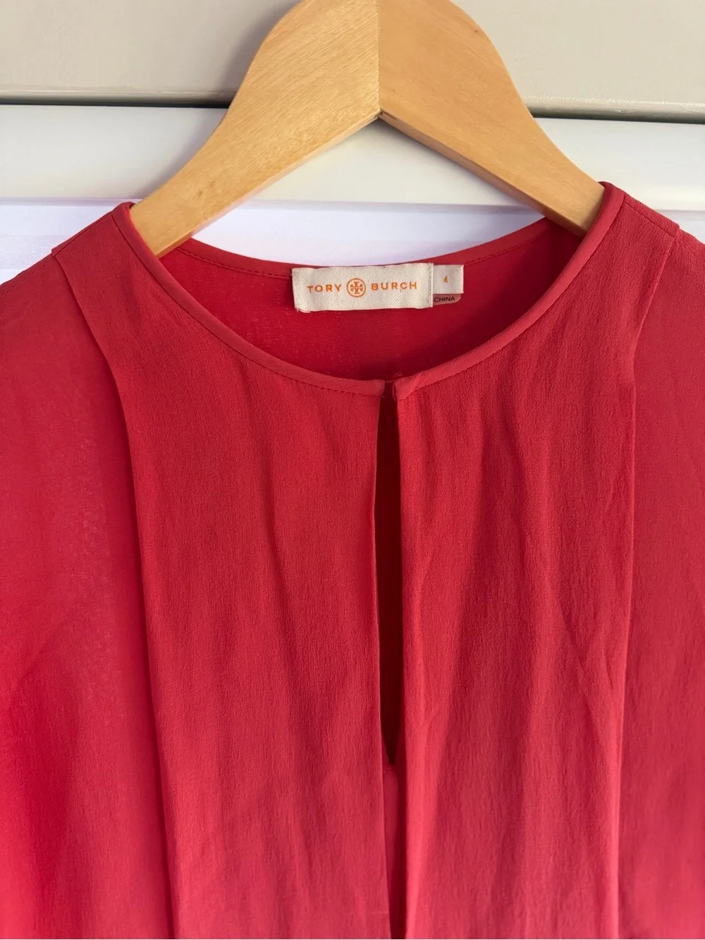 Tory Burch silk coral drop waist pleated dress size 4